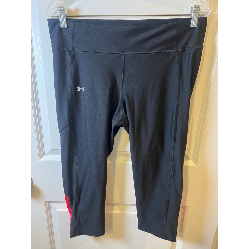 Under Armour Womens Leggings Colorblock Black Pink Large
